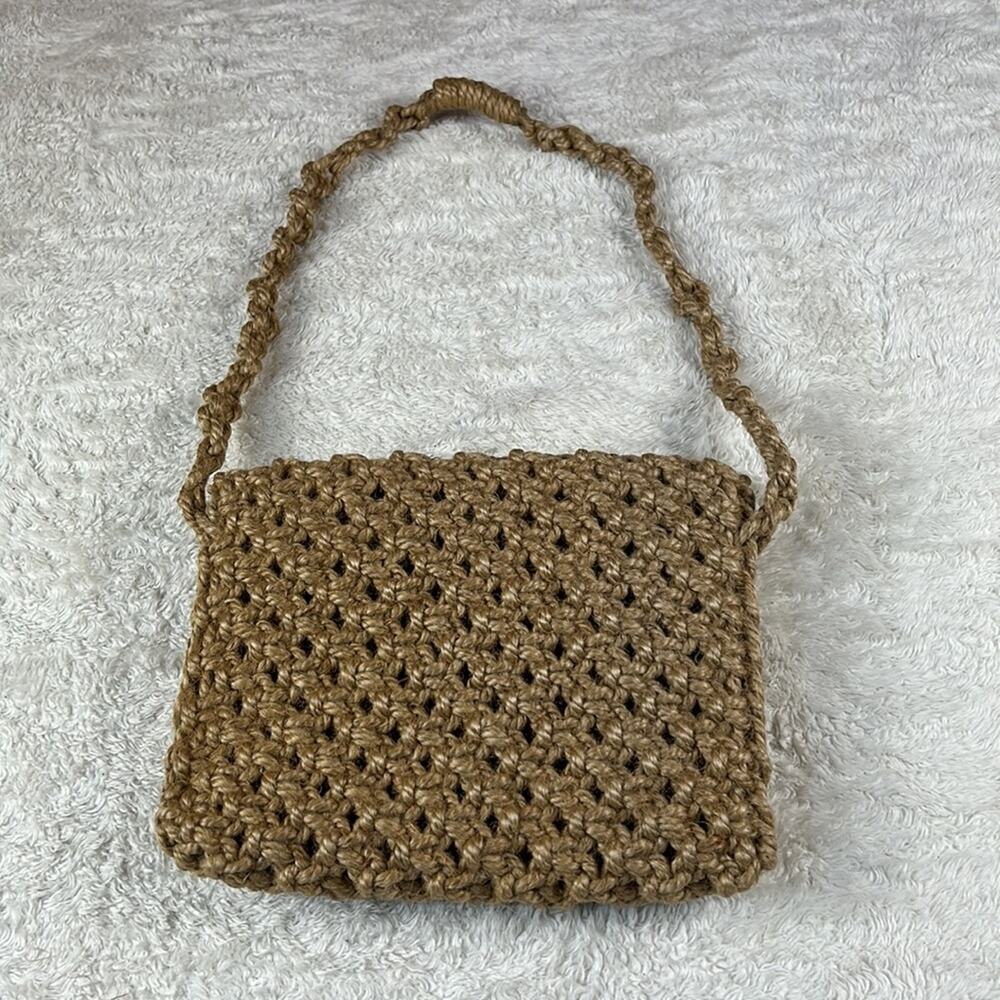 Unbranded Macrame rope and wood bead shoulder bag purse - Picture 3 of 7